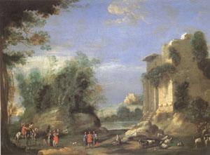 Napoletano, Filippo Landscape with Ruins and Figures (mk05) oil painting image